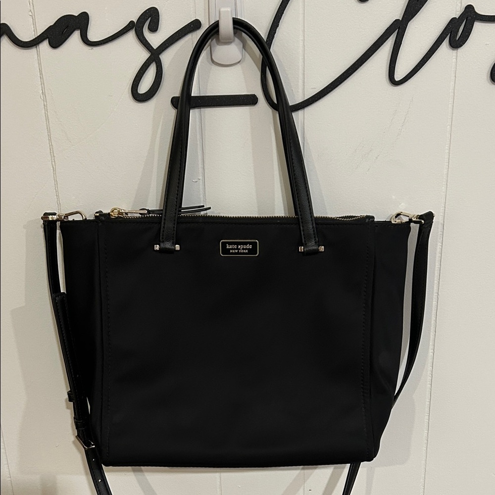 Kate Spade Triple Compartment Nylon Black Tote Bag - Picture 3 of 15